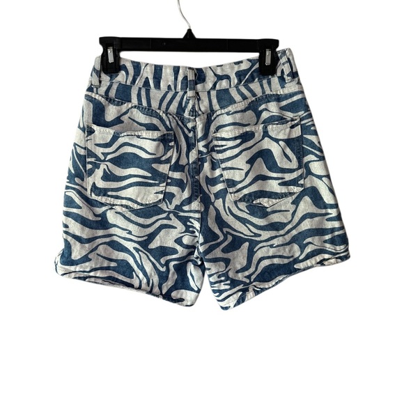 Refuge Blue and White Zebra Print Denim Jean Shorts - Picture 2 of 4